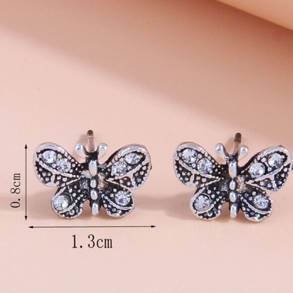 NEW CUBIC ZIRCONIA BUTTERFLY STUD EARRINGS - Picture 5 of 10